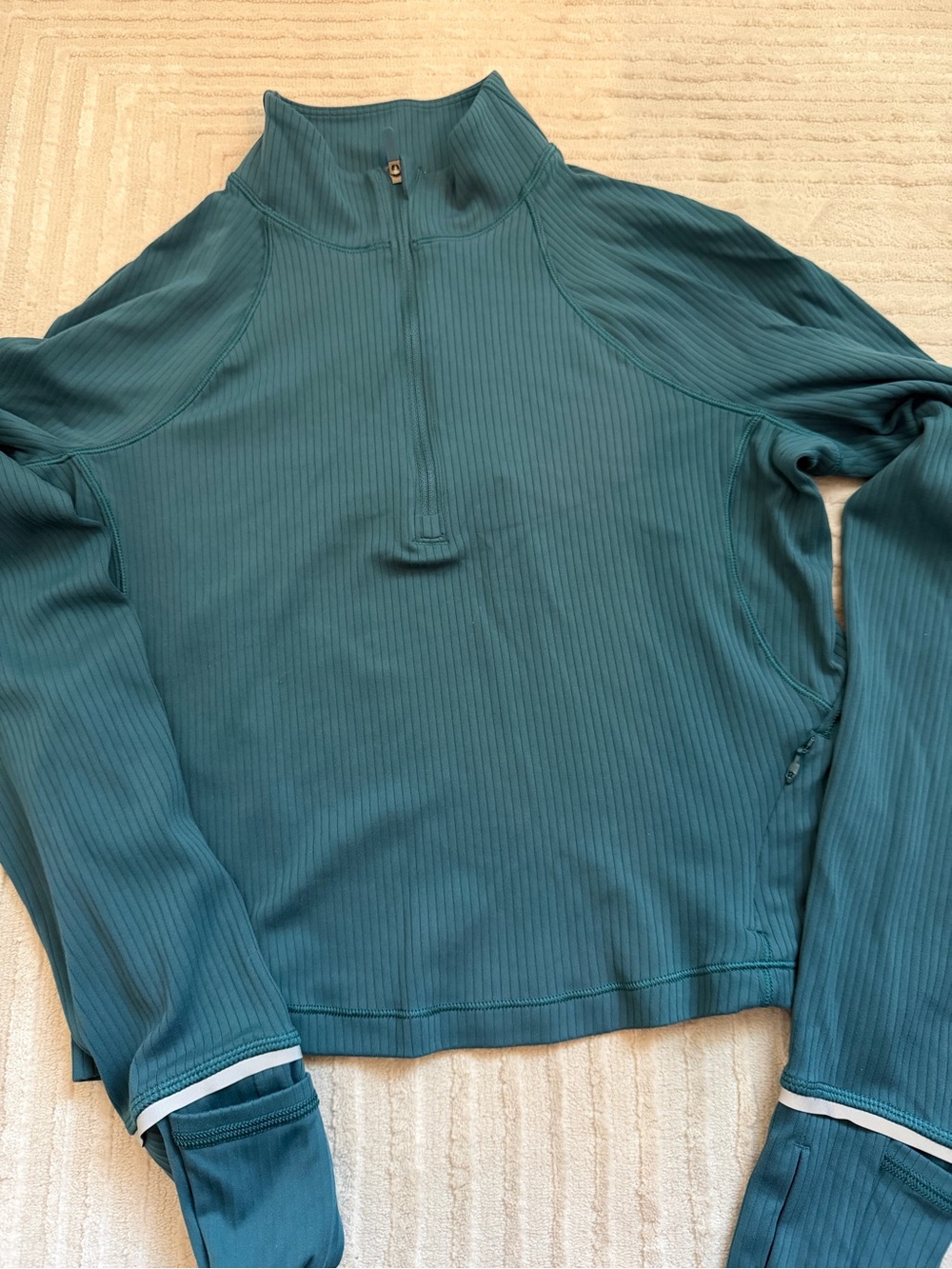 lululemon athletica Teal Ribbed Quarter-Zip Long Sleeve Top
